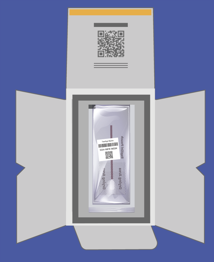 7. Probe einpacken: Legen Sie die Probe ins den Rücksendekarton und verschließen Sie ihn mit dem gelben Klebestreifen. Aufreißlasche nicht abreißen!