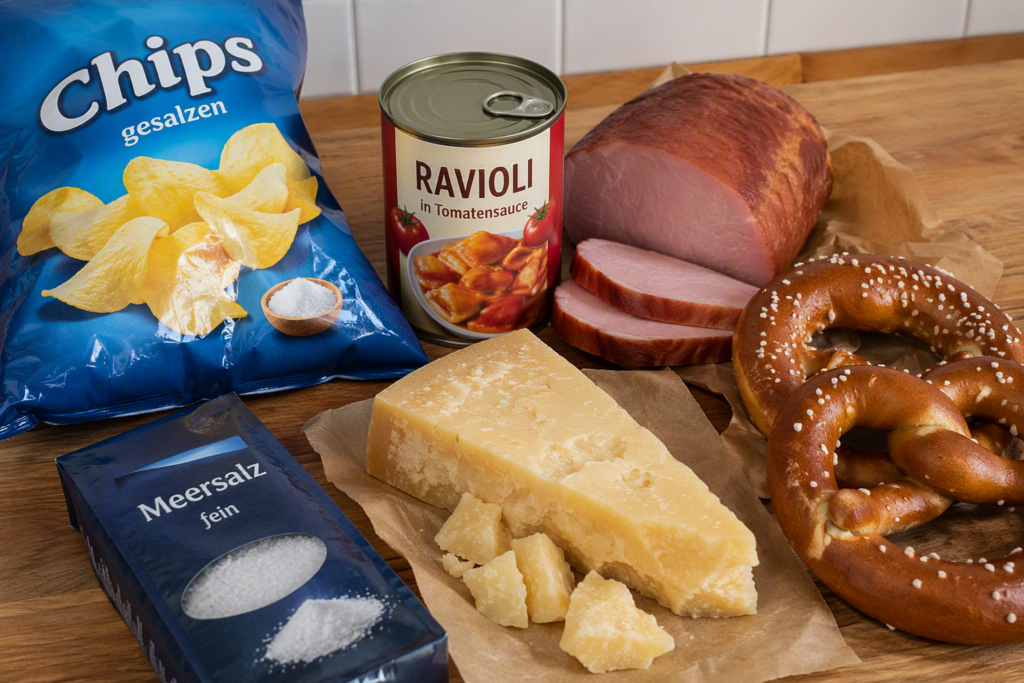 Salzreiche Fertigprodukte wie Chips, konservierte Nahrungsmittel oder Käse können die Leber indirekt belasten.